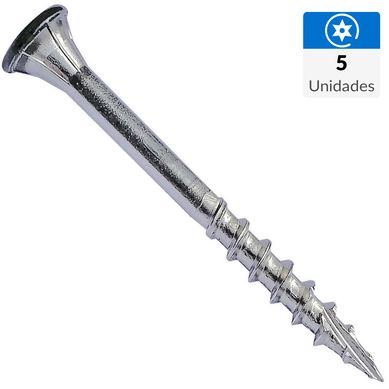 Tornillo fachada c/pl.inx 4.4(blanco)x52mm 5unid