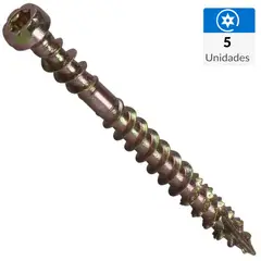 MAMUT - Tornillo Tirafondo Cabeza Torx Madera 220 mm 8.2 mm 5 Unidades