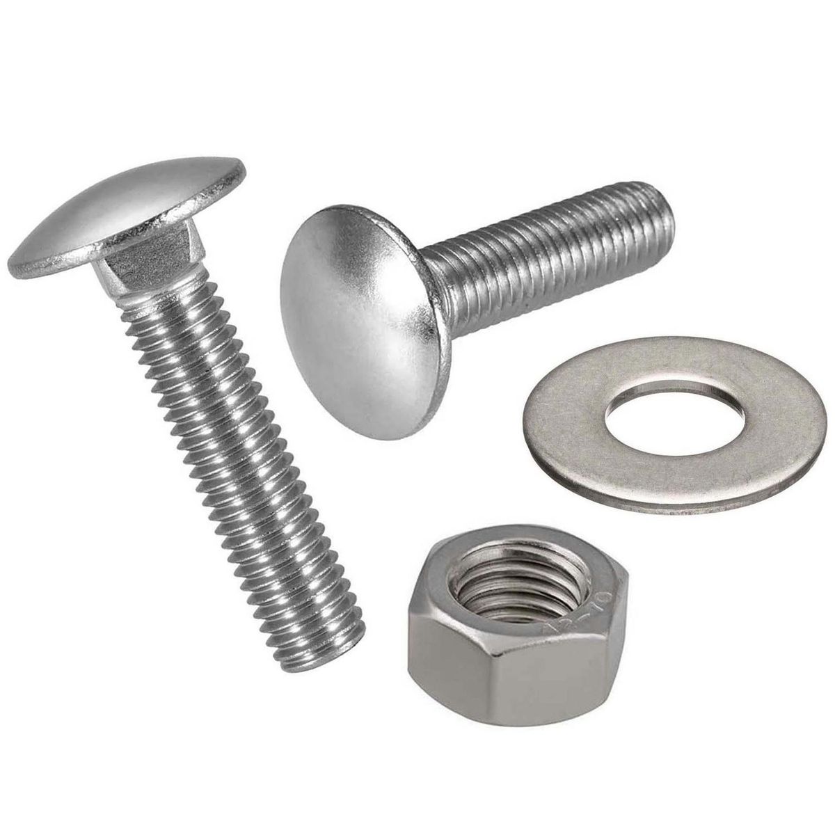 MAMUT - Perno coche c/tuerca y golilla acero inoxidable 1/4x2" 2unid