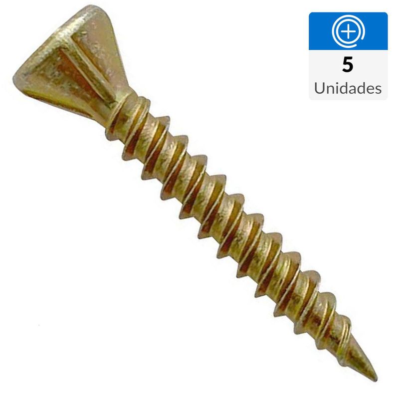 MAMUT - Tornillo Tirafondo Cabeza Plana Madera Aglomerada 130 mm 6.5 mm 5 Unidades