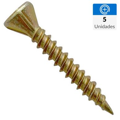 Tornillo aglomerada metal 3.9x42mm zincado amarillo 5unid