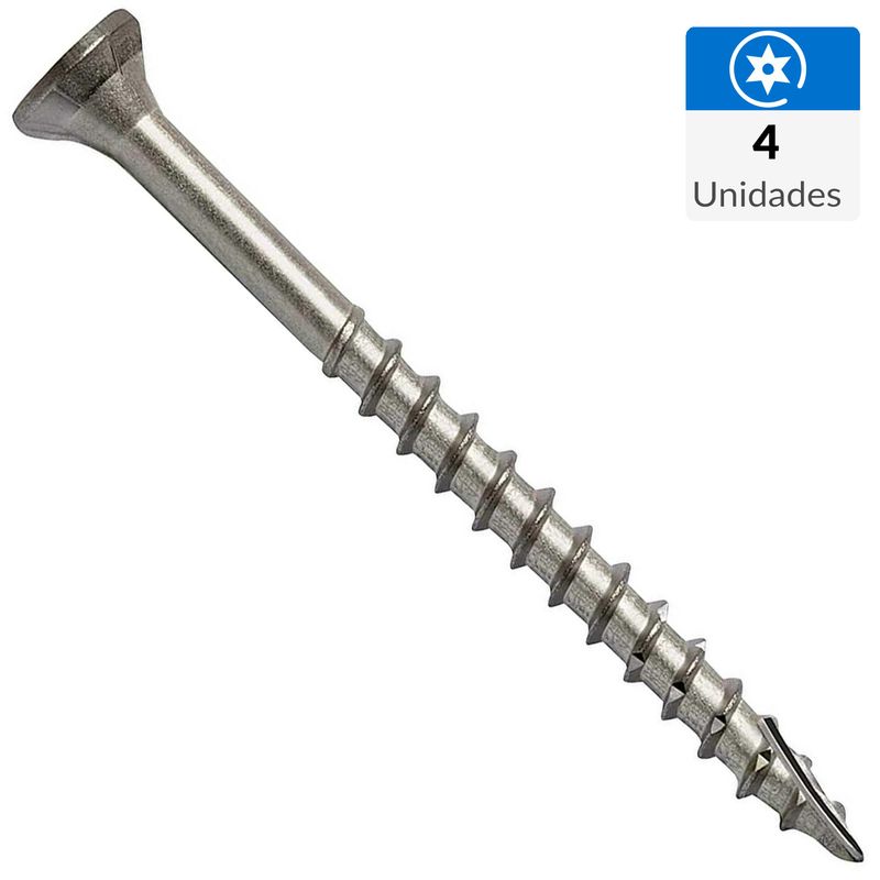 MAMUT - Tornillo Tirafondo Cabeza Plana Madera 160 mm 6.5 mm 4 Unidades
