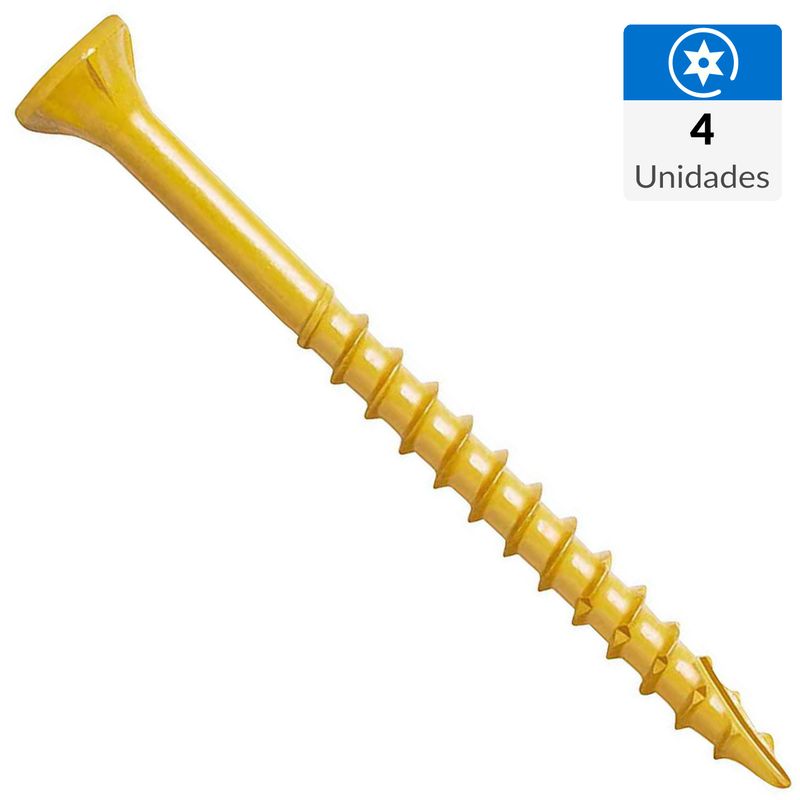 MAMUT - Tornillo Tirafondo Cabeza Torx Madera 90 mm 5 mm 4 Unidades