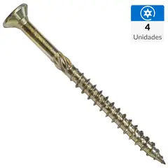 MAMUT - Tornillo Tirafondo Cabeza Torx Madera 52 mm 4.4 mm 4 Unidades
