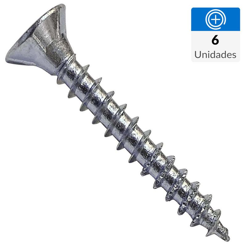 MAMUT - Tornillo Tirafondo Cabeza Plana Madera 3/4 " 4 mm 6 Unidades
