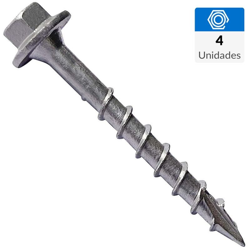 MAMUT - Tornillo Tirafondo Cabeza Hexagonal Madera 20 mm 4 mm 4 Unidades