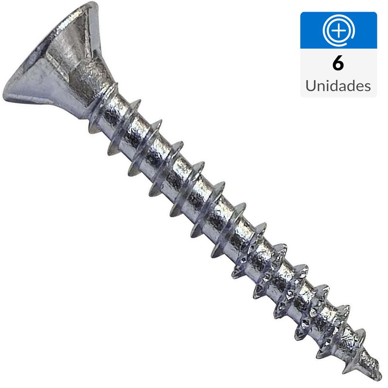 MAMUT - Tornillo Tirafondo Cabeza Plana Madera 20 mm 4 mm 6 Unidades
