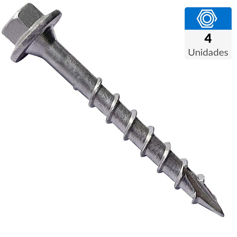 MAMUT - Tornillo Tirafondo Cabeza Hexagonal Madera 20 mm 4 mm 4 Unidades