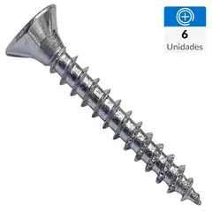 MAMUT - Tornillo Tirafondo Cabeza Plana Madera 1/2 " 4 mm 6 Unidades