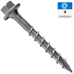 MAMUT - Tornillo Tirafondo Cabeza Hexagonal Madera 1/2 " 4 mm 4 Unidades