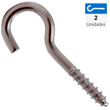 Cancamo abierto rosca madera  N7 x 61 niquelado 2unid