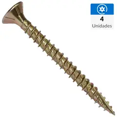 MAMUT - Tornillo Tirafondo Cabeza Torx Madera 1/2 " 3/16 " 4 Unidades