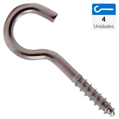 Cancamo abierto rosca madera  N3 x 44 niquelado 4unid