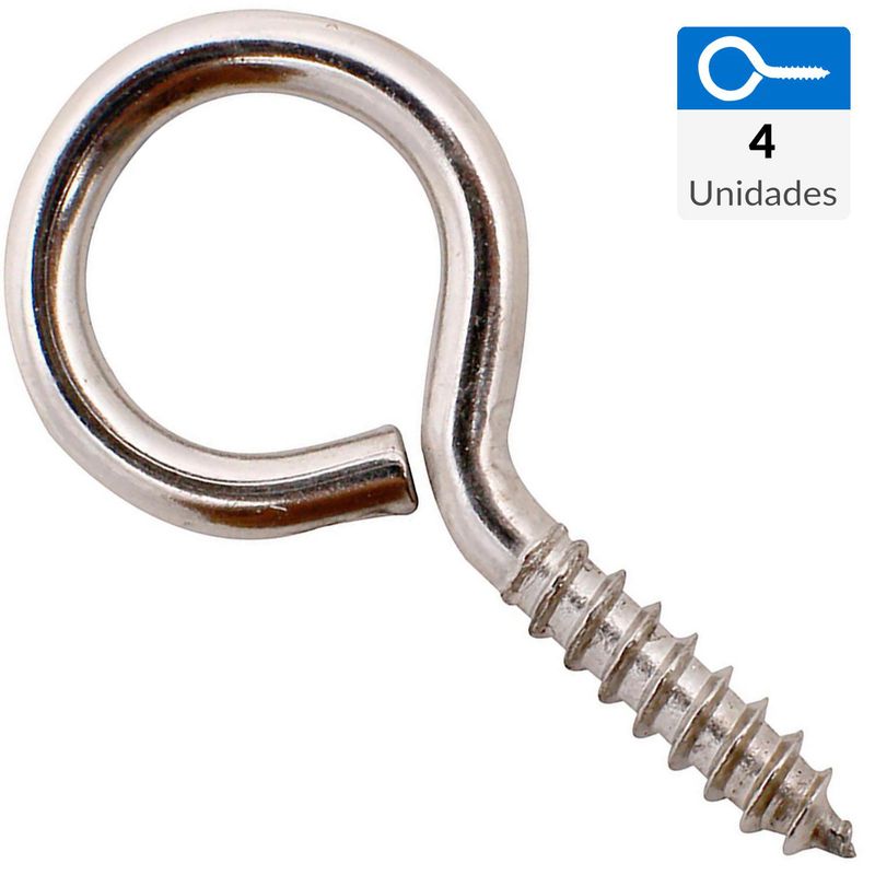 MAMUT - Cancamo cerrado rosca madera  N0 x 23 niquelado 4unid