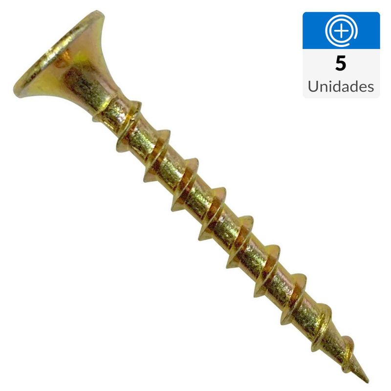 MAMUT - Tornillo Tirafondo Cabeza Plana Madera 3/4 " 3 mm 5 Unidades