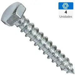MAMUT - Tornillo Tirafondo Cabeza Hexagonal Madera 1/2 " 1/4 " 4 Unidades
