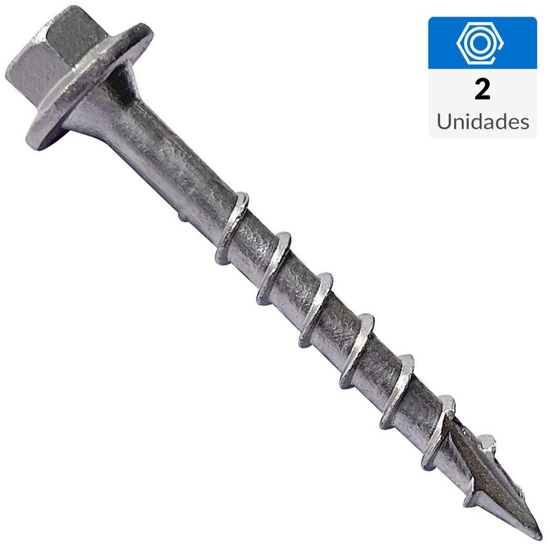 MAMUT - Tornillo Tirafondo Cabeza Hexagonal Madera 60 mm 4 mm 2 Unidades