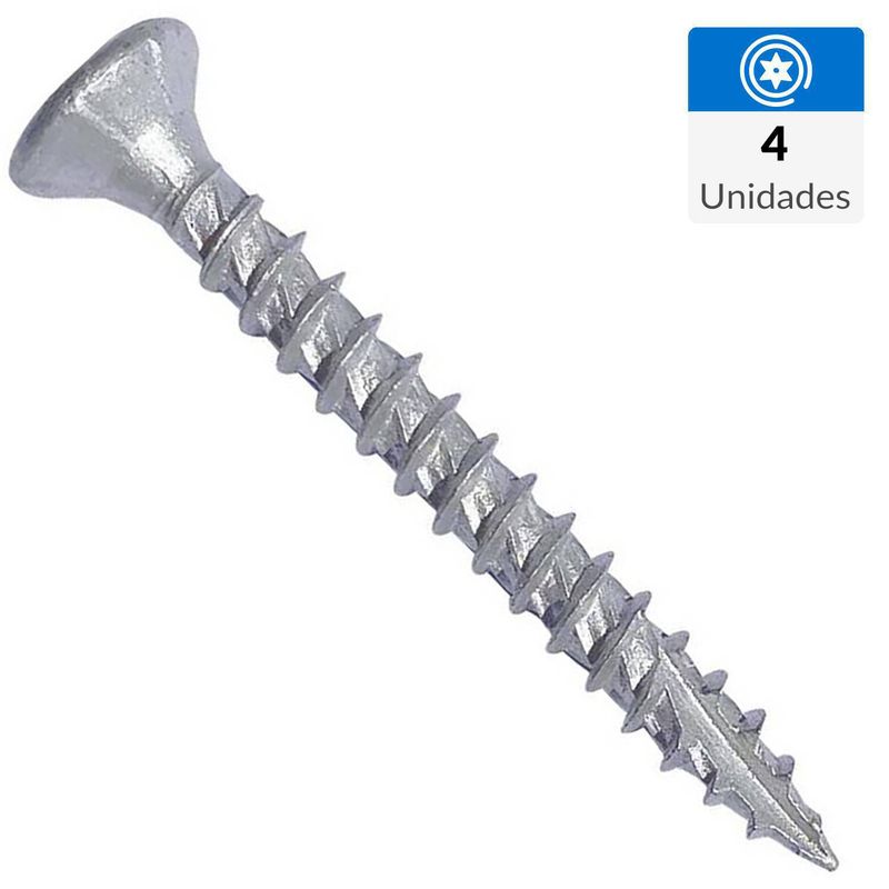 MAMUT - Tornillo Tirafondo Cabeza Plana Madera 1/2 " 5 mm 4 Unidades
