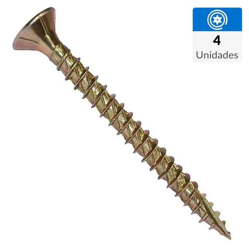 MAMUT - Tornillo Tirafondo Cabeza Torx Madera 5/8 " 3.8 mm 4 Unidades