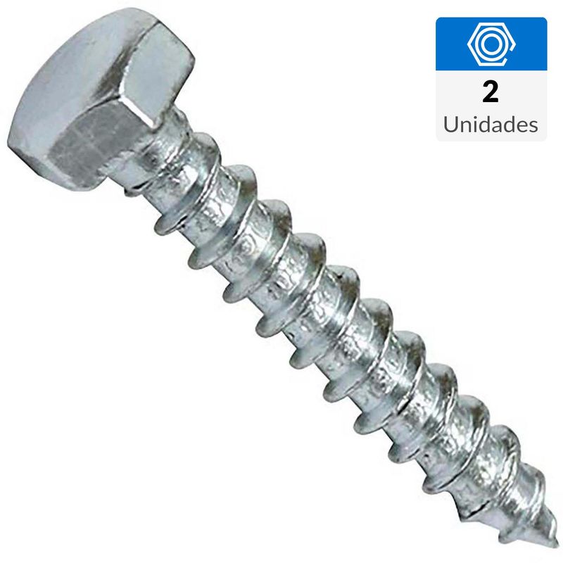 MAMUT - Tornillo Tirafondo Cabeza Hexagonal Madera 5/8 " 3.5 mm 2 Unidades