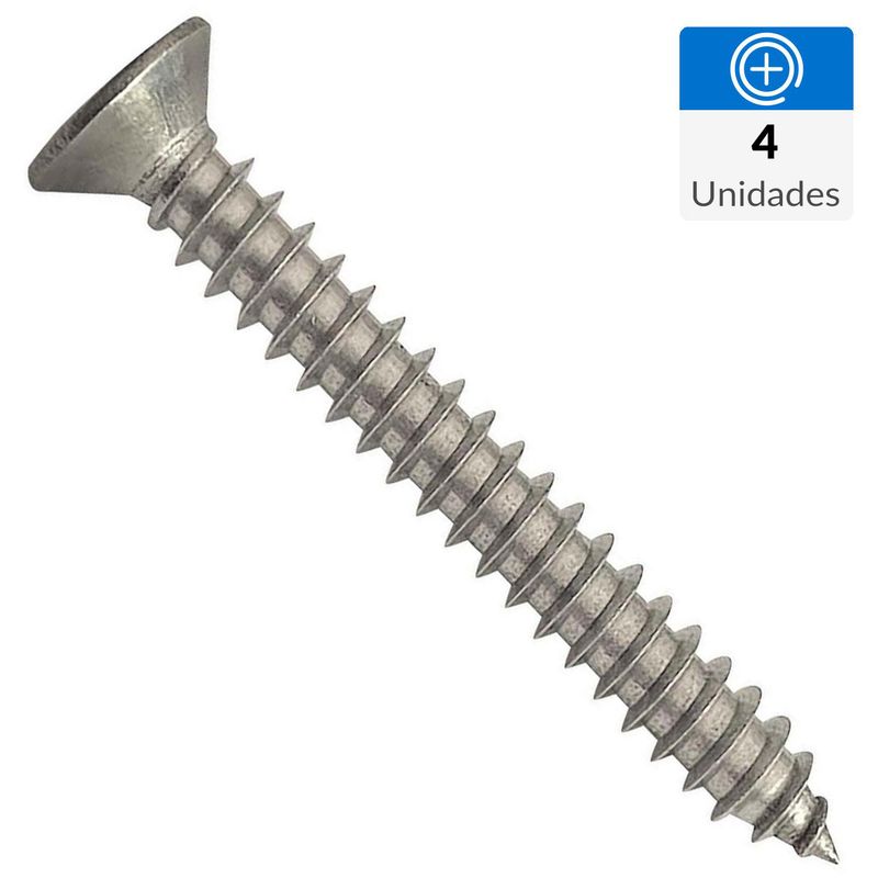 MAMUT - Tornillo Tirafondo Cabeza Plana Madera 1/2 " 4.5 mm 4 Unidades