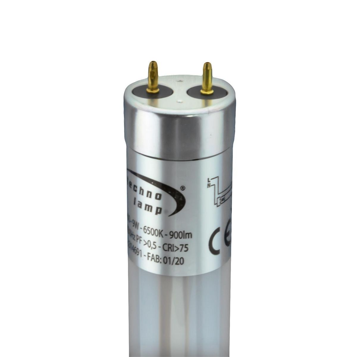 TECHNOLAMP - TUBO LED T8 9W 6500K 60CM GLASS 900LM 100lm/w