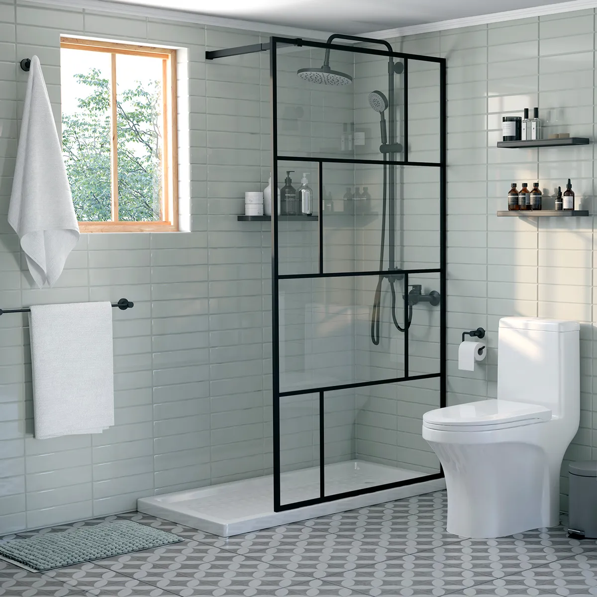 STRETTO - Columna de Ducha Venti Negro Matte