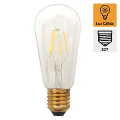 LEDZONE - Ampolleta Led Filamentos Pera 6 W E27 600 lm Luz Cálida
