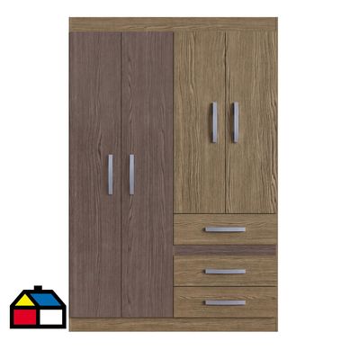 Closet 4 puertas y 3 cajones bicolor