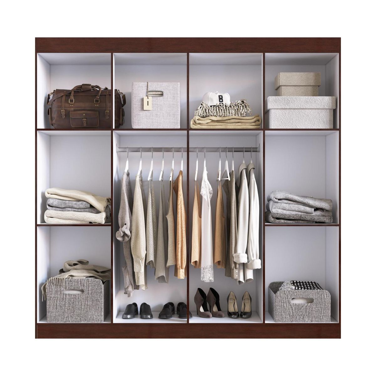 EXIT - Clóset Roma 8 Puerta(s) 6 Repisa(s) 176xx40 cm Caoba