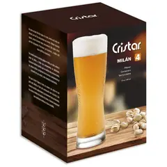 CRISTAR - Set 4 vasos cerveceros 331 ml transparente