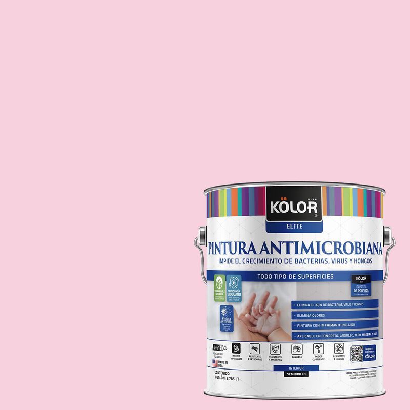 KOLOR - Pintura Antimicrobiana Semibrillante 1 galón(es) Rosado Postojna