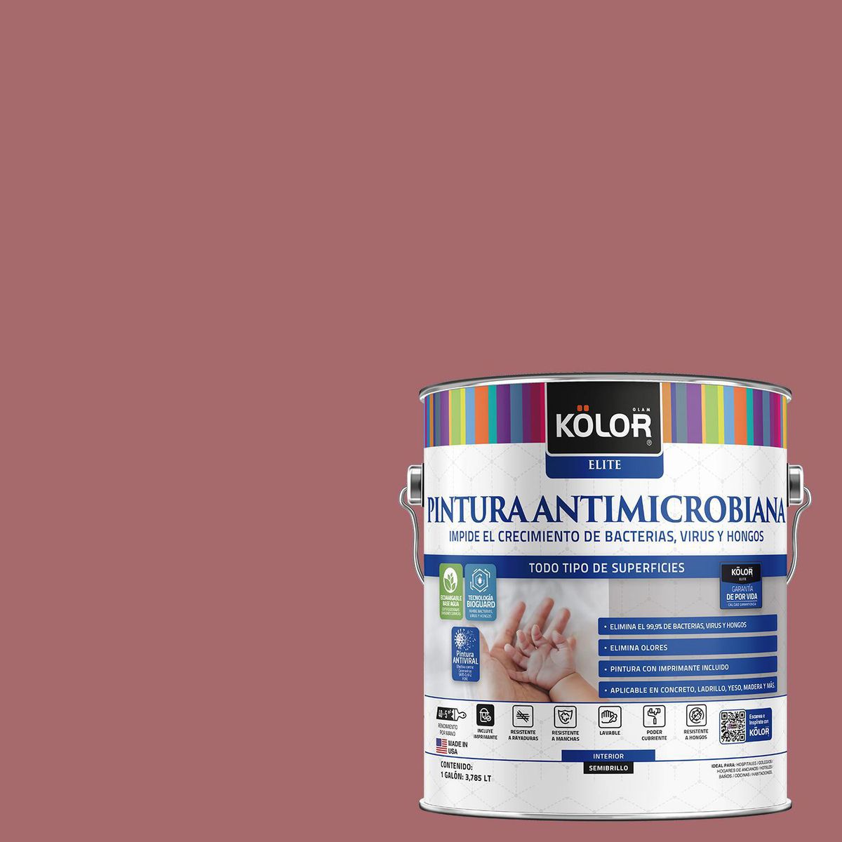 KOLOR - Pintura Antimicrobiana 1 galón(es) Semibrillante Fucsia Bologna
