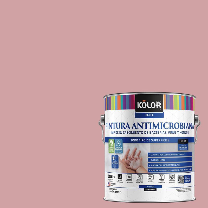 KOLOR - Pintura Antimicrobiana Semibrillante 1 galón(es) Rosado Rasht