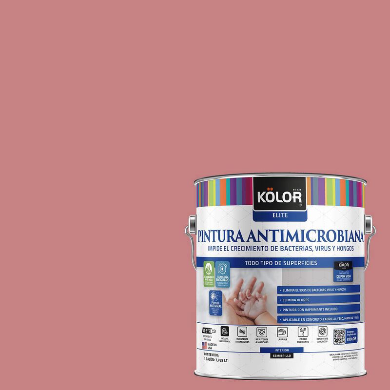 KOLOR - Pintura Antimicrobiana Semibrillante 1 galón(es) Rosado Ageo 