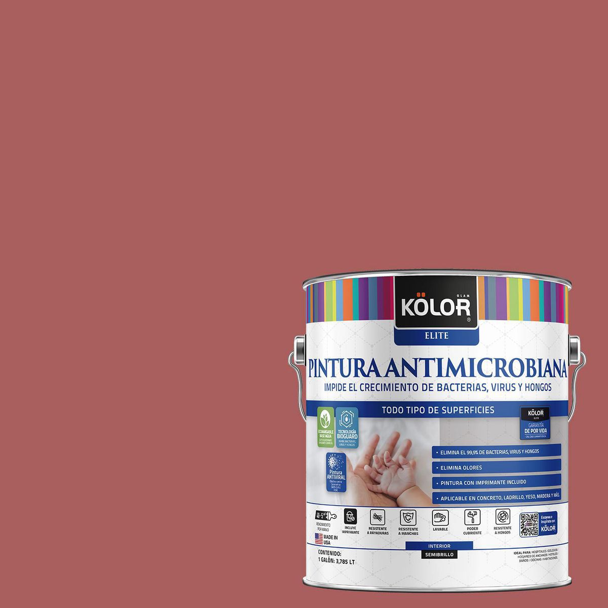 KOLOR - Pintura Antimicrobiana 1 galón(es) Semibrillante Fucsia Orvieto