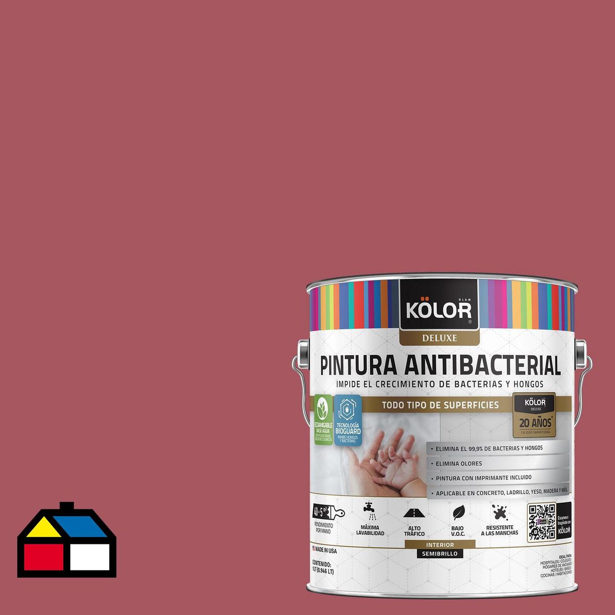 KOLOR - Pintura Antimicrobiana 1 galón(es) Semibrillante Fucsia Lamfun