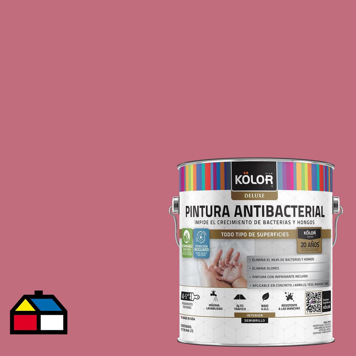 KOLOR - Pintura Antimicrobiana 1 galón(es) Semibrillante Fucsia Madagaskar