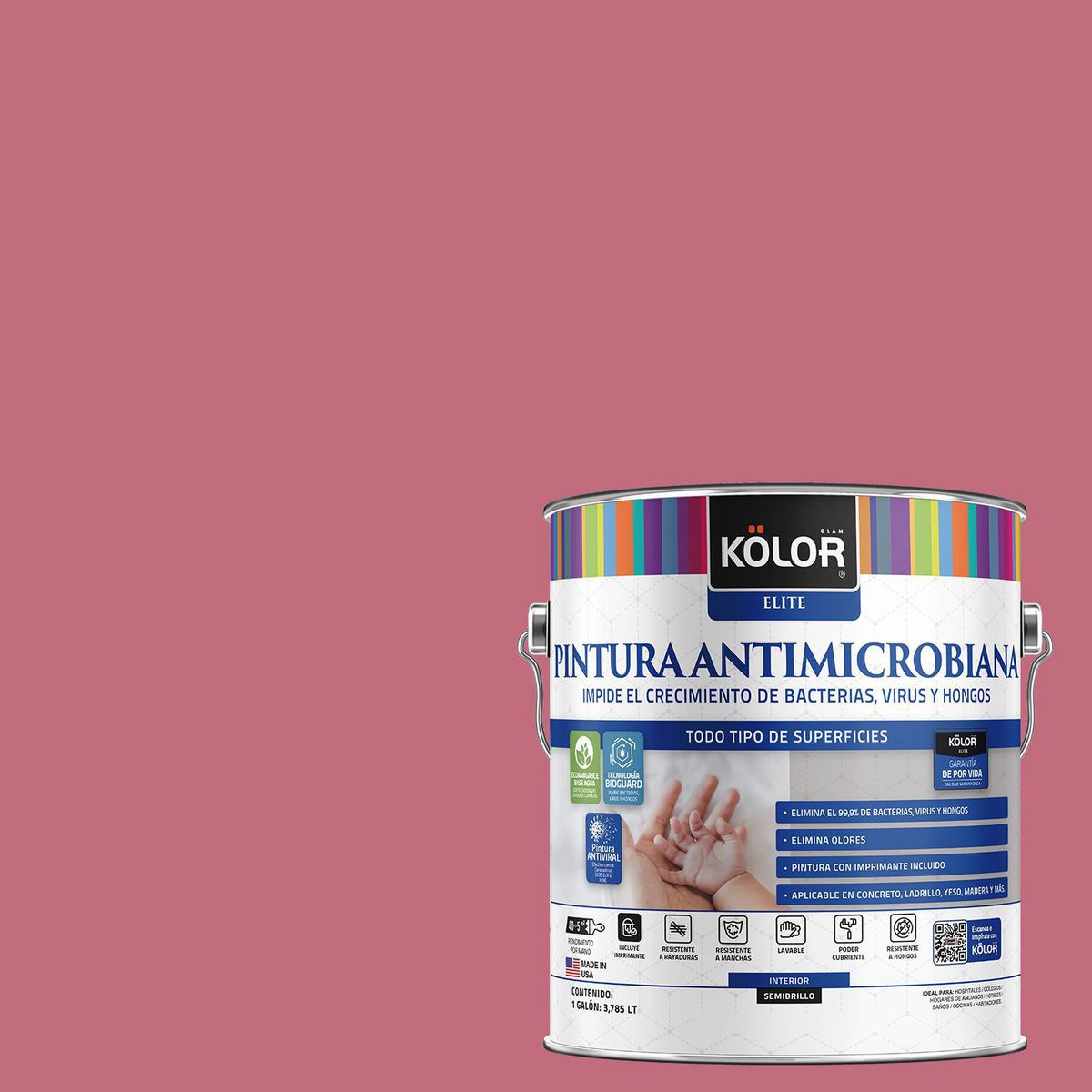 KOLOR - Pintura Antimicrobiana 1 galón(es) Semibrillante Fucsia Madagaskar