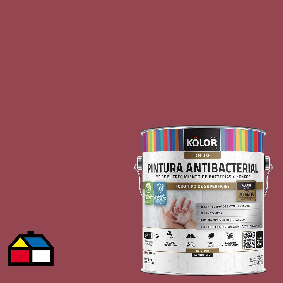 KOLOR - Pintura Antimicrobiana 1 galón(es) Semibrillante Fucsia Moscu