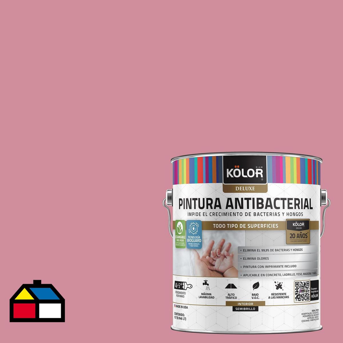 KOLOR - Pintura Antimicrobiana 1 galón(es) Semibrillante Rosado Esfahan