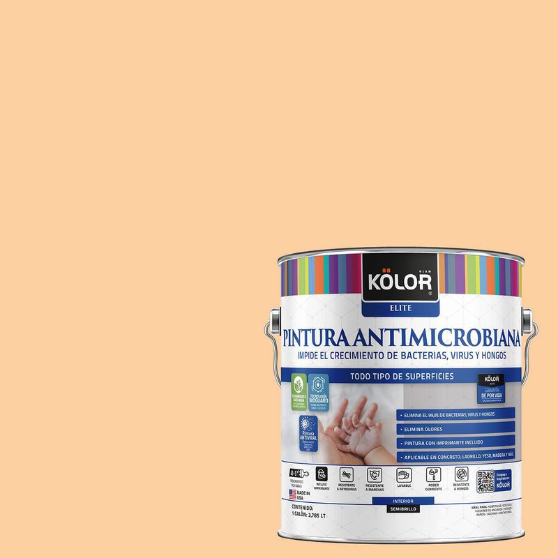 KOLOR - Pintura Antimicrobiana Semibrillante 1 galón(es) Naranjo Ruse
