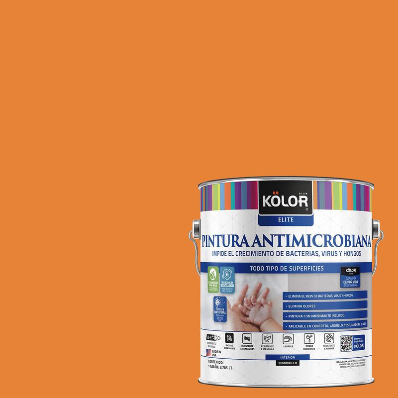 KOLOR - Pintura Antimicrobiana Semibrillante 1 galón(es) Naranjo Sitka 