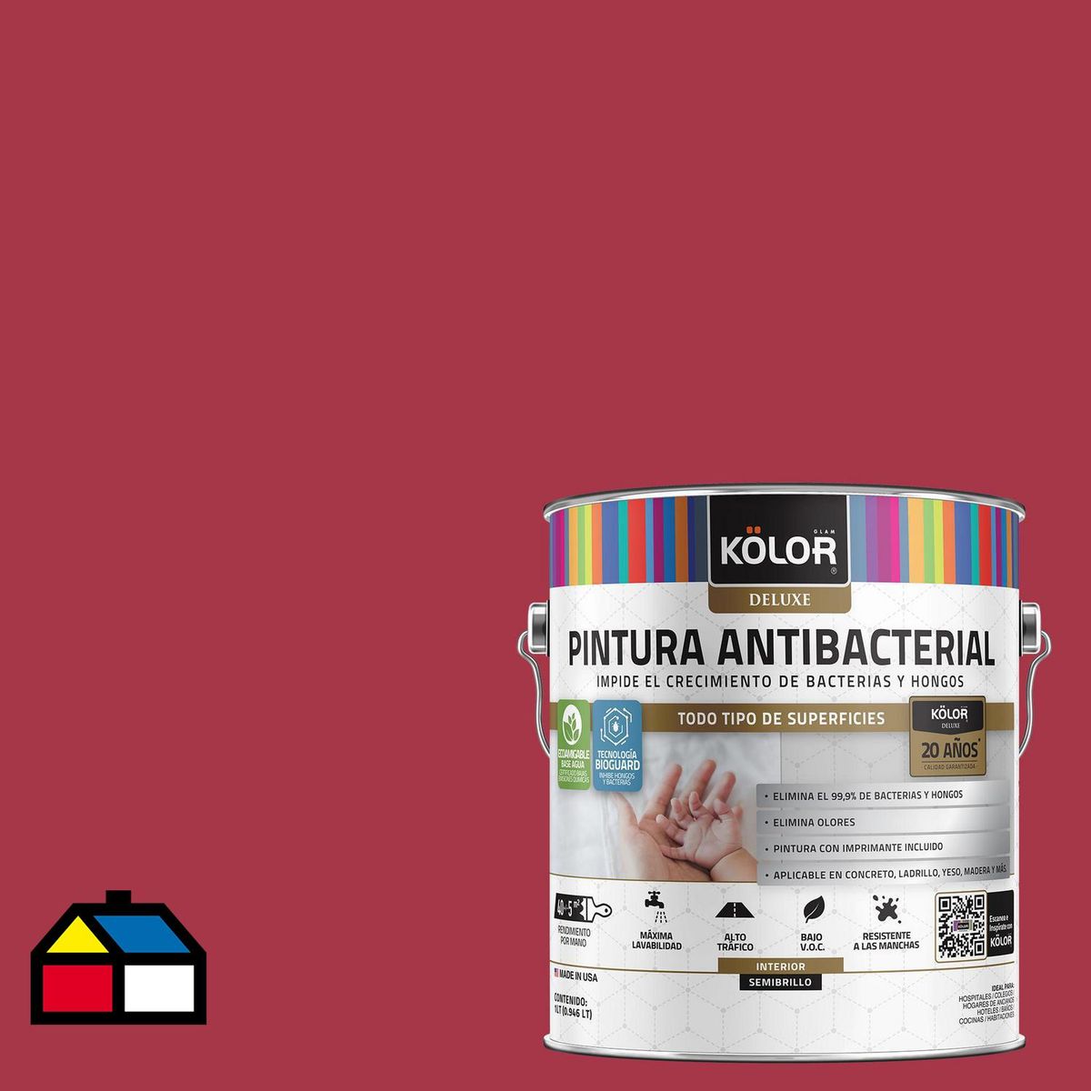 KOLOR - Pintura Antimicrobiana 1 galón(es) Semibrillante Fucsia Frisia