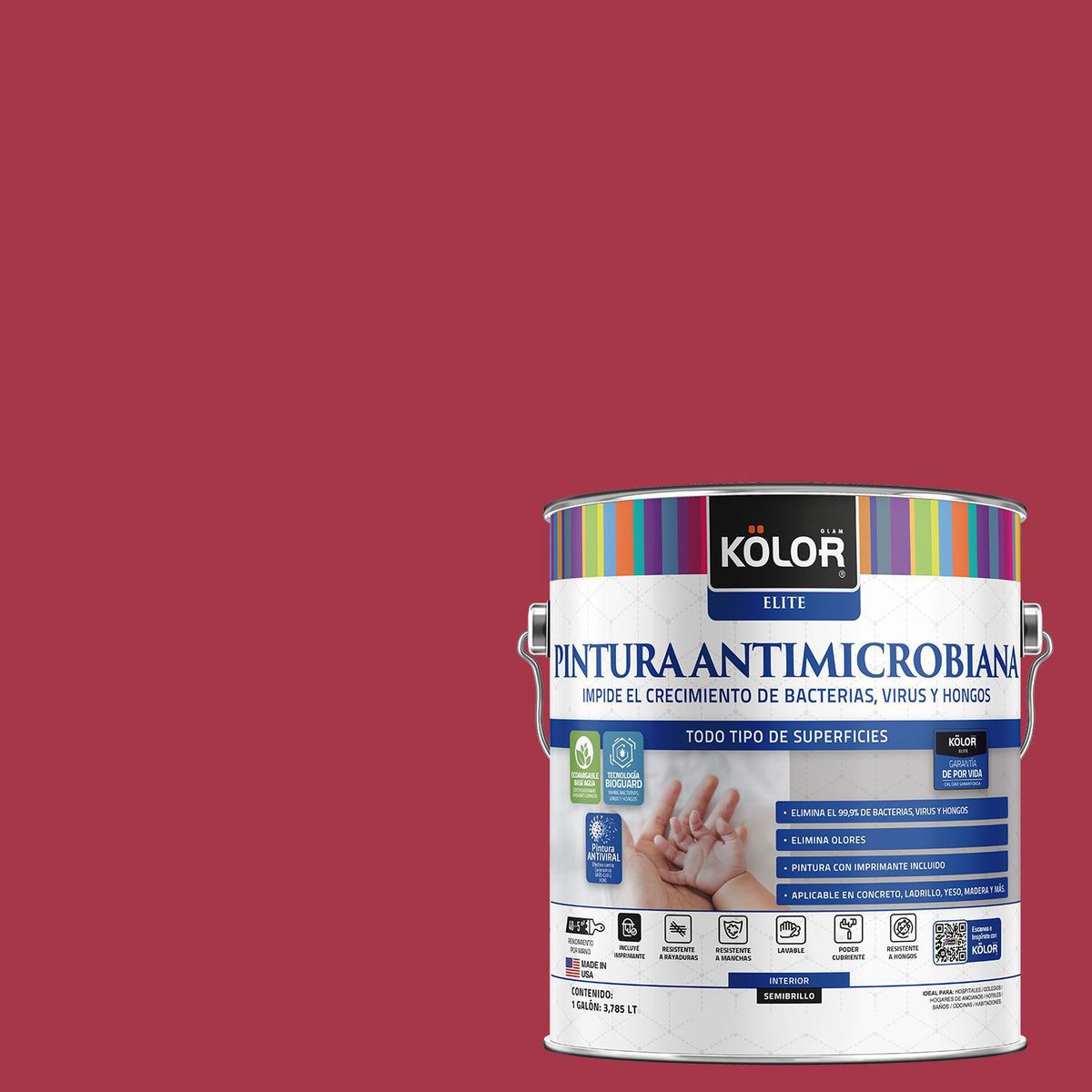 KOLOR - Pintura Antimicrobiana 1 galón(es) Semibrillante Fucsia Frisia