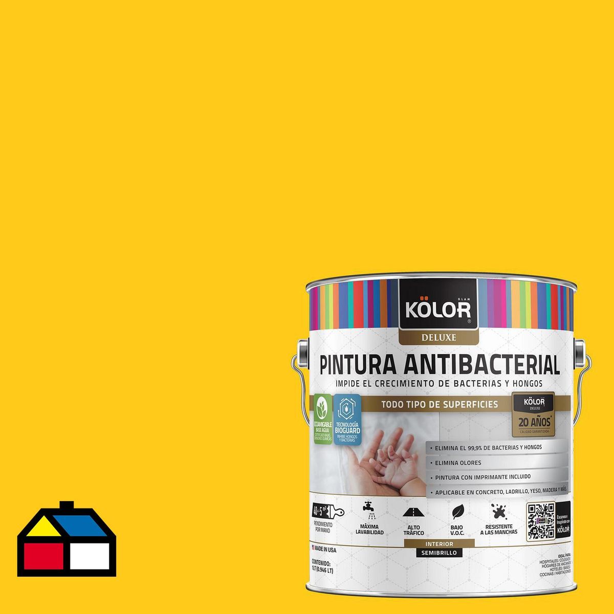 KOLOR - Pintura Antimicrobiana 1 galón(es) Semibrillante Amarillo Buriram