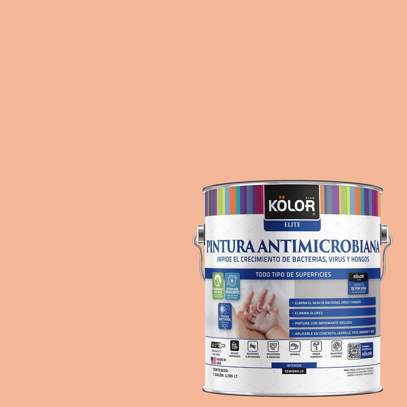 KOLOR - Pintura Antimicrobiana Semibrillante 1 galón(es) Rosado Padova 