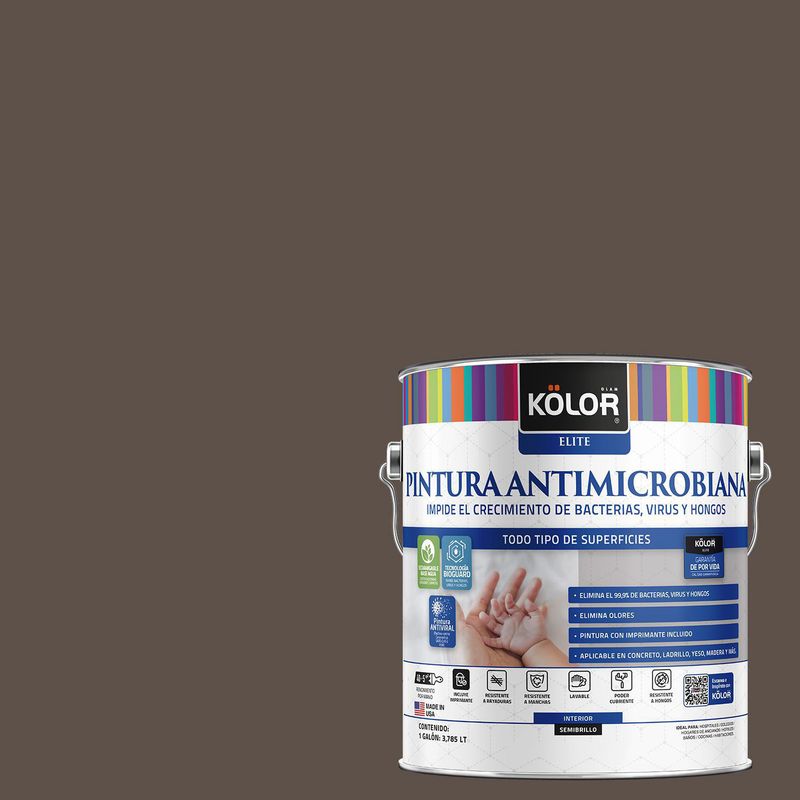 KOLOR - Pintura Antimicrobiana Semibrillante 1 galón(es) Café Aruba