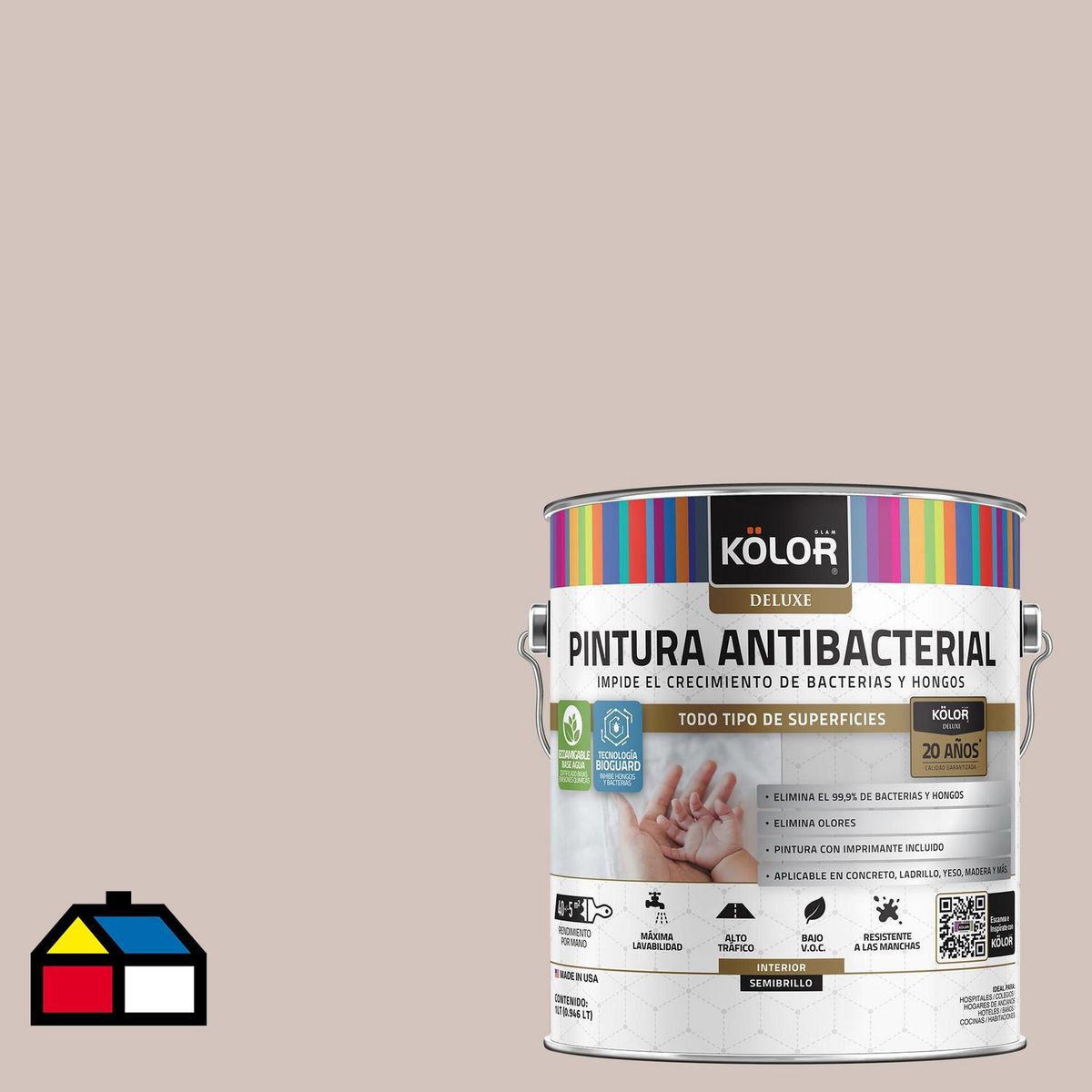 KOLOR - Pintura Antimicrobiana 1 galón(es) Semibrillante Gris Antartica