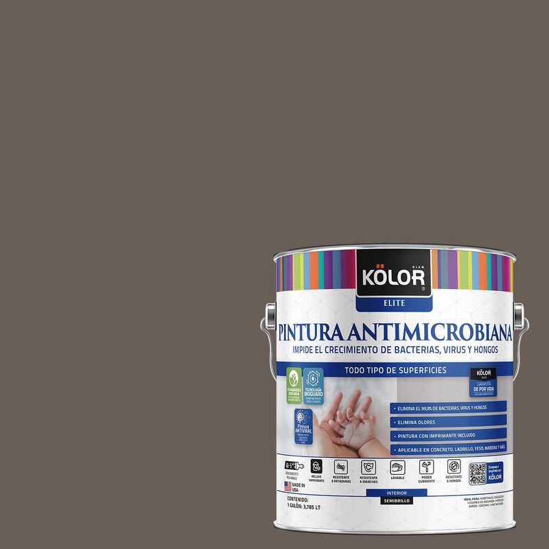 KOLOR - Pintura Antimicrobiana Semibrillante 1 galón(es) Café Damour